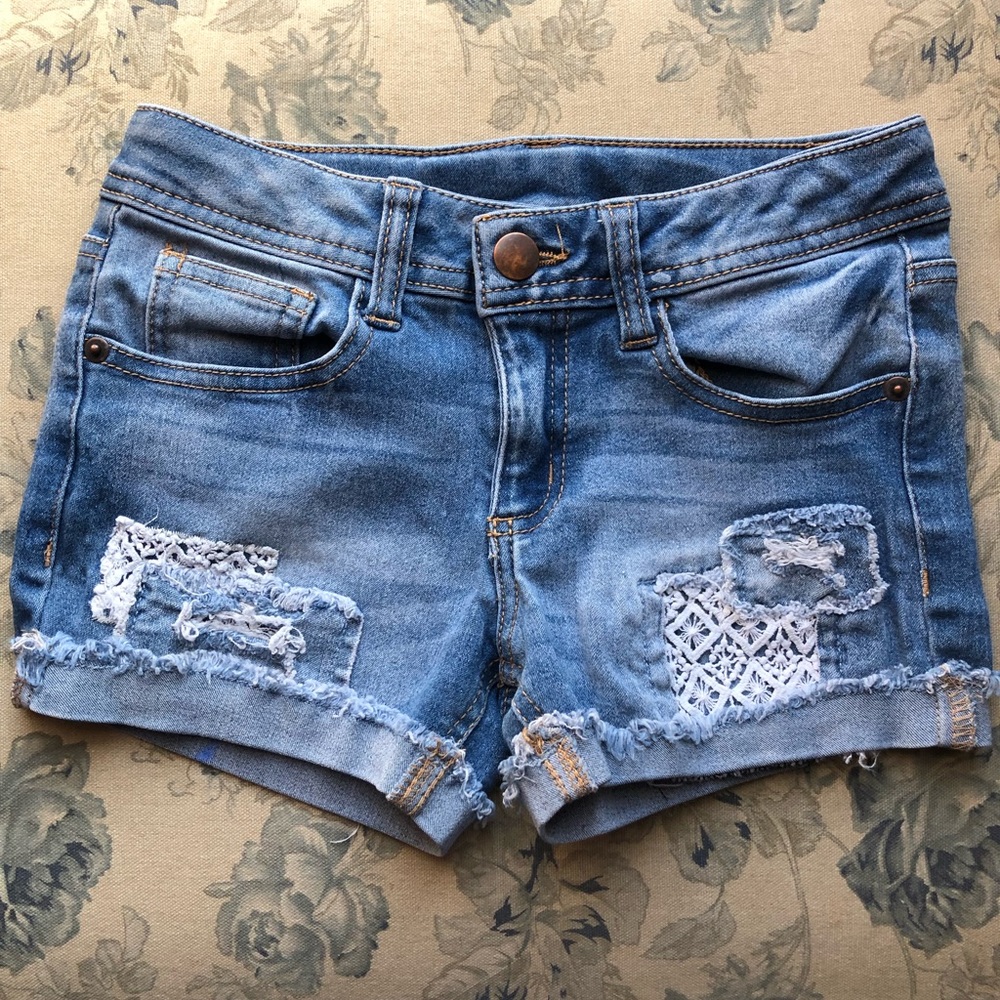 Cute Girls Patchwork Shorts Size 7 - Picture 1 of 4